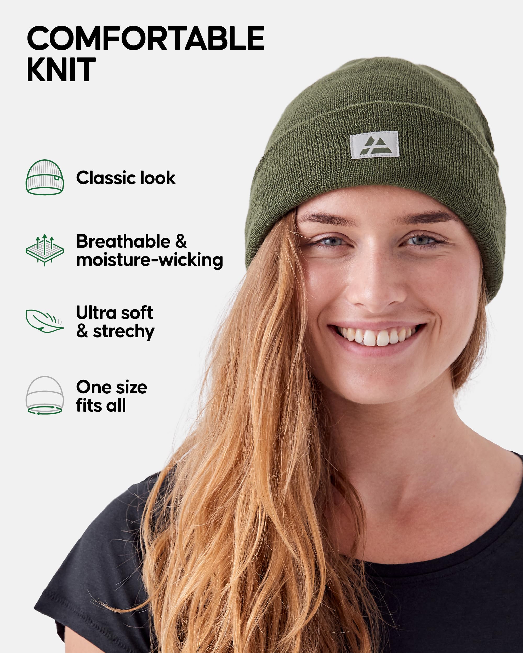 DANISH ENDURANCE Sustainable Classic Beanie for Men & Women, Plain Kitted Hat