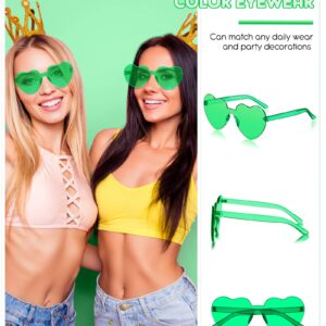 Colzzy Pcs Heart Shaped Rimless Sunglasses Transparent Colorful Frameless Glasses Eyewear Bachelorette Party (Fluorescent Green)