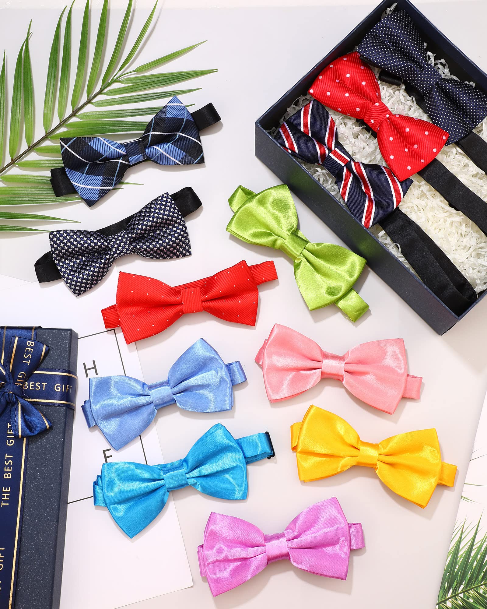 48 Pcs Bow Ties Bulk Elegant Pre Tied Bow Ties Formal Tuxedo Bowties Set with Adjustable Neck Band for Men Boys (Vivid Colors, Elegant Style)