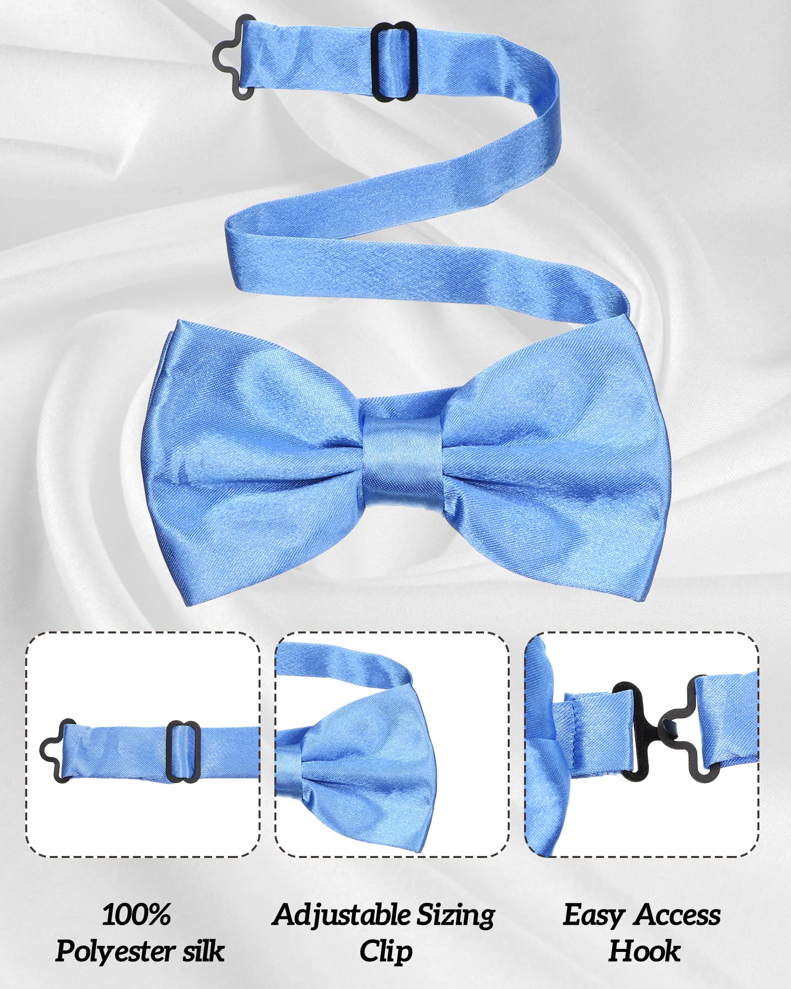 48 Pcs Bow Ties Bulk Elegant Pre Tied Bow Ties Formal Tuxedo Bowties Set with Adjustable Neck Band for Men Boys (Vivid Colors, Elegant Style)