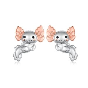 Axolotl Earrings 925 Sterling Silver Salamander Stud Earring Cute Animal Gifts for Women Jewelry Birthday Gifts Christmas Gifts