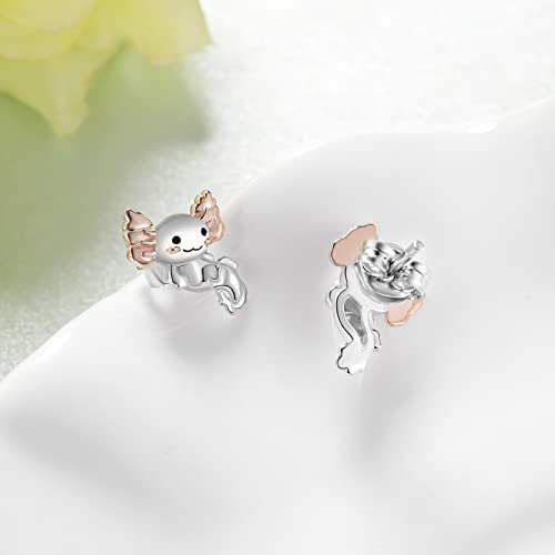 Axolotl Earrings 925 Sterling Silver Salamander Stud Earring Cute Animal Gifts for Women Jewelry Birthday Gifts Christmas Gifts