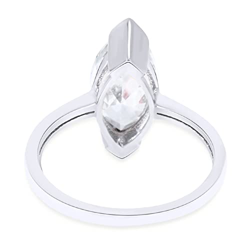 Jewel Zone US 4 1/2 Carat Marquise Cut White Cubic Zirconia Solitaire Engagement Ring in 14k White Gold Plated 925 Sterling Silver (4.50 Cttw) Ring Size - 8.5