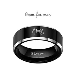 AKEL DOAP Personalized Matching Promise Rings for Couples Set with 2 Rings Engagement Rings Set Rings for Him and Her Engraved Promise Rings for Couples Christmas Gift (Style 2)