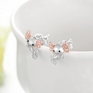 Axolotl Earrings 925 Sterling Silver Salamander Stud Earring Cute Animal Gifts for Women Jewelry Birthday Gifts Christmas Gifts