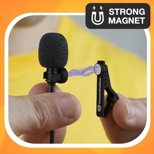 PowerDeWise Magnetic Lavalier Microphone Clip - 6mm Rotatable Lapel Unique Replacement Tie Shirt Clip