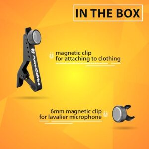 PowerDeWise Magnetic Lavalier Microphone Clip - 6mm Rotatable Lapel Unique Replacement Tie Shirt Clip