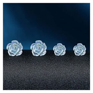 Plastic Earrings for Sensitive Ears, KMEOSCH 2 Pairs (6mm & 8mm) Clear 3D Plastic Rose Stud Earrings for Women - Unique, Elegant Comfortable, Chic, and Feather-light