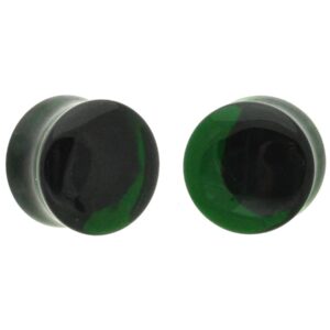 Pair of Emerald Green Glass Double Flare Plugs (PG-563) (3/4" (19mm))