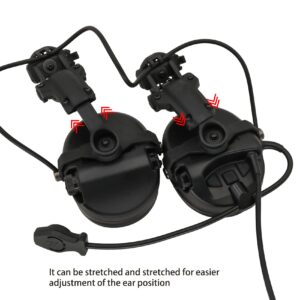 COMBATGEAR Tactical Headset with ARC Rail Adapter Ear Defender Airsoft Headphone Come with K 2 pin Push to Talk (Black)