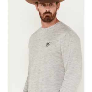 Ariat Men's Charger Camo Shield Long Sleeve T-Shirt Heather Grey Medium