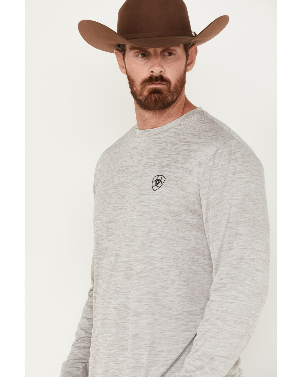 Ariat Men's Charger Camo Shield Long Sleeve T-Shirt Heather Grey Medium