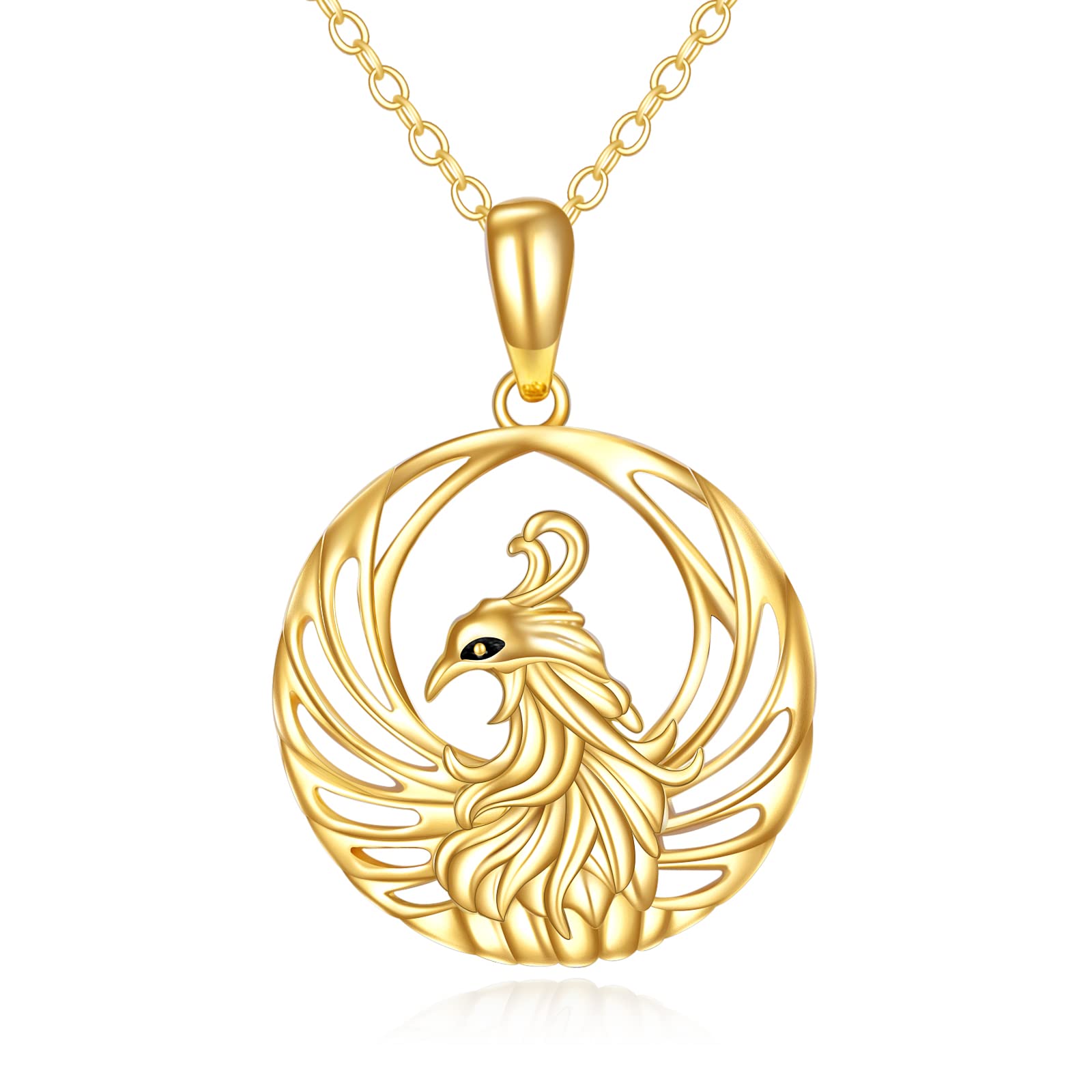 KECHO 14K Gold Phoenix Necklace Gifts for Women Yellow Gold Rising Phoenix Pendant Necklace Jewelry Gifts