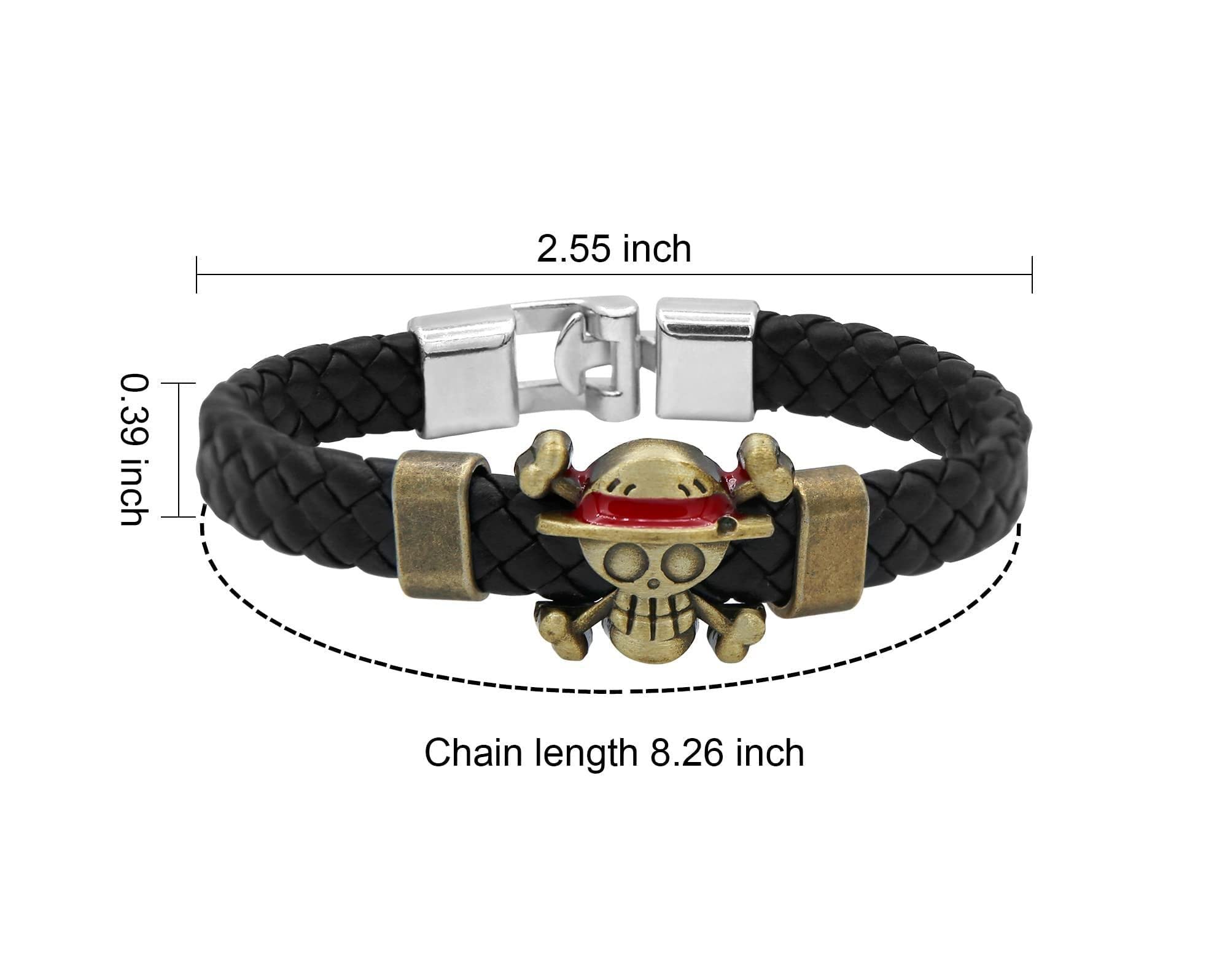 Anime One Piec Bracelet for Fans, Luffy Skeleton Straw Hat Pirate Braided Wristband Cosplay Prop Accessories for Men Women Friends