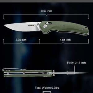 Folding Pocket Knife with Clip, 3.5 Inch 8Cr13MoV Steel Drop Point Blade with G10 Handle, Small EDC Knives for Men Women Outdoor Camping Hunting Survival Foldable Knife