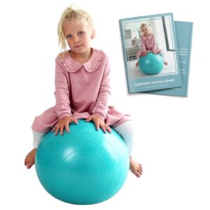 babygo® peanut ball for children | autism therapy calming development activities motor skills | exercise book & pump | anti burst 45cm blue|orange (peanut ball, blue)