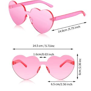 LEFIMOT 12 Pairs Heart Sunglasses Heart Shaped Rimless Sunglasses Frameless Pink Heart Glasses Transparent Party Sunglasses for Women Party Favors