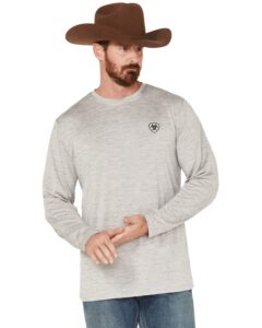 ariat men's charger camo shield long sleeve t-shirt heather grey medium