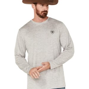 Ariat Men's Charger Camo Shield Long Sleeve T-Shirt Heather Grey Medium