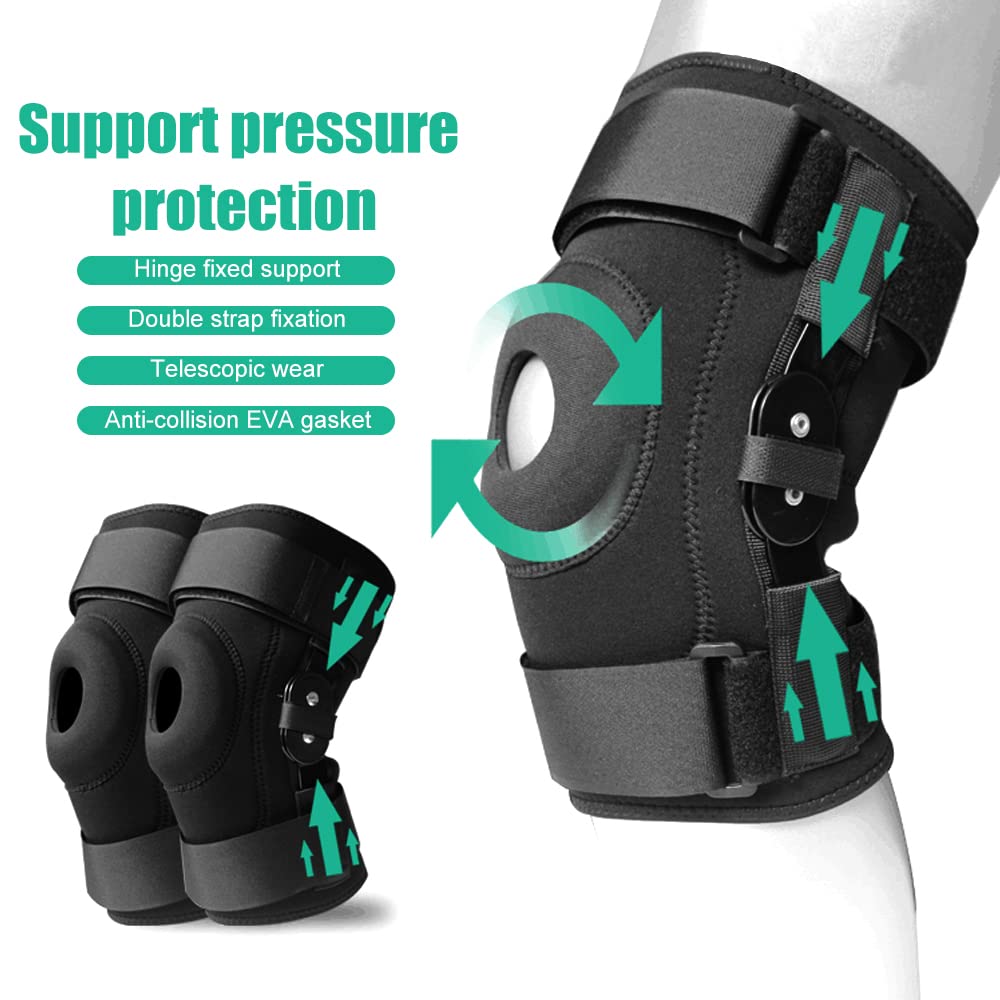 LTLCLZ 1Pair Sports Hinged Knee Support Brace for Patella Instability Meniscus Injuries Ligament Sprains Meniscus Tear,XL