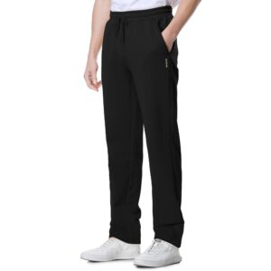 ALAVIKING Mens Sweatpants Antistatic Fabric Athletic Pants with Pockets Lounge Open Bottom Pants Fleece Sweatpants for Men Size S-3XL (Black-m)