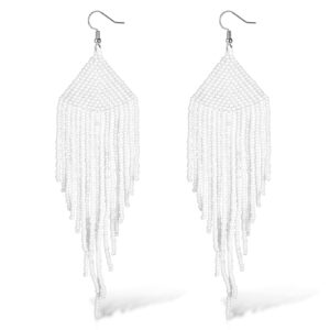 papasgix Beaded Drop Dangle Earrings Boho Native Handmade Seed Bead Tassel Earring for Women