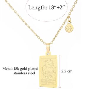 TGOLM 14k Gold Plated Pisces Necklace Moon Tarot Card Constellation Jewelry Birthday Gift for Women