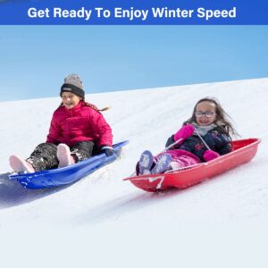 Lightning Snow Sleds 35" Long, 2 Pack Plastic Toboggan Sand Sleds with 2 Handles and a Pull Rope, Winter Snow Fun for Men Women