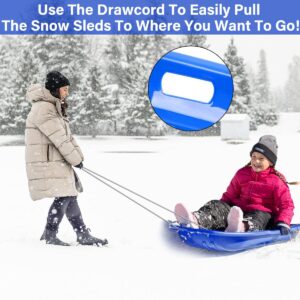 Lightning Snow Sleds 35" Long, 2 Pack Plastic Toboggan Sand Sleds with 2 Handles and a Pull Rope, Winter Snow Fun for Men Women