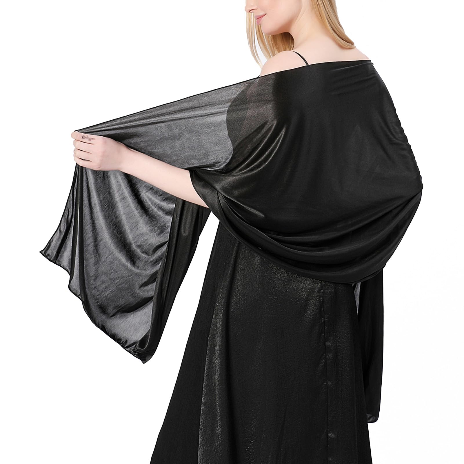 Ladiery Silky Satin Shawls and Wraps for Women Evening Dress, Lightweight Long Bridal Elegant Bright Wedding Stole