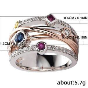 925 Sterling Silver Shiny Full Diamond Cross Ring Colorful Gemstone Ring Cubic Zirconia Rings CZ Multi Row Ring for Women