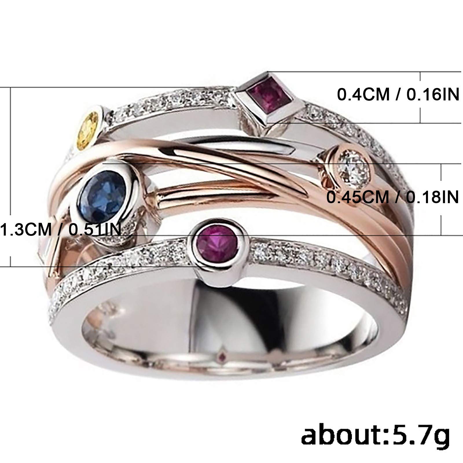 925 Sterling Silver Shiny Full Diamond Cross Ring Colorful Gemstone Ring Cubic Zirconia Rings CZ Multi Row Ring for Women