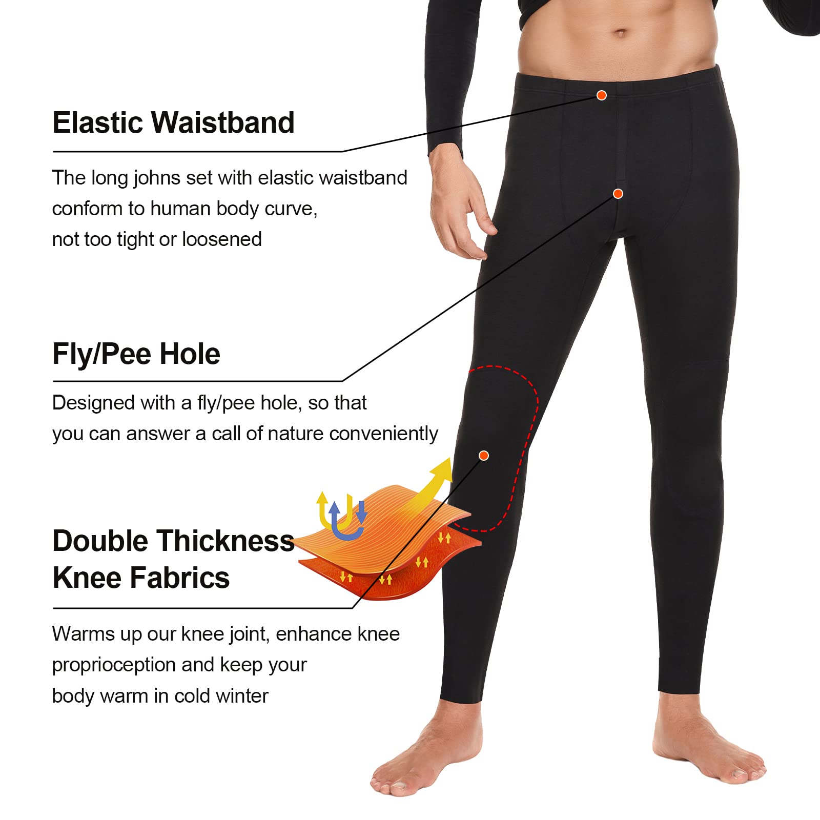 SIMIYA Thermal Underwear for Men, Base Layer Fleece Lined Mens Long Johns Bottom, Soft Warmth Thermal Pants for Cold Weather