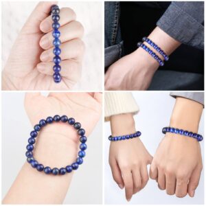 Lapis Lazuli Handmade Bracelet, Friendship Chakra Crystal Gemstone Bracelets, Beaded Protection Bracelet for Men Women Wealth Prosperity Feng Shui Good Luck Blue Stone Jewelry Bracelet (8mm Lapis Lazuli)