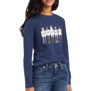 Ariat Girls 10041252 YTH FAN CLUB LS T-SHRT HEATHER S Navy