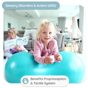 BABYGO® Peanut Ball for Children | Autism Therapy Calming Development Activities Motor Skills | Exercise Book & Pump | Anti Burst 45CM Blue|Orange (Peanut Ball, Blue)