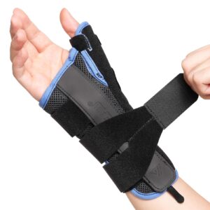 velpeau carpal tunnel wrist brace night support, completely stabilizes wrist & thumb, thumb spica splint for de quervain's tenosynovitis, tendonitis, arthritis pain relief (breathable, right hand, s)