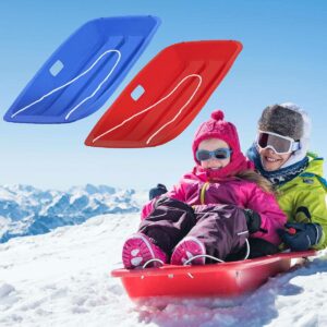 Lightning Snow Sleds 35" Long, 2 Pack Plastic Toboggan Sand Sleds with 2 Handles and a Pull Rope, Winter Snow Fun for Men Women