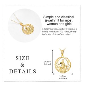 KECHO 14K Gold Phoenix Necklace Gifts for Women Yellow Gold Rising Phoenix Pendant Necklace Jewelry Gifts