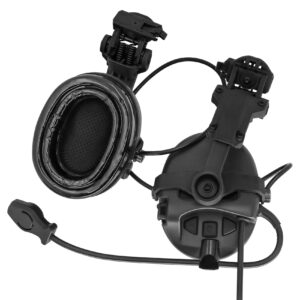 COMBATGEAR Tactical Headset with ARC Rail Adapter Ear Defender Airsoft Headphone Come with K 2 pin Push to Talk (Black)