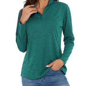 MAGCOMSEN Womens Shirts Long Sleeve Athletic Shirts for Women Sweatshirts for Women Running Shirts Uv Protection Shirts Jade Green M