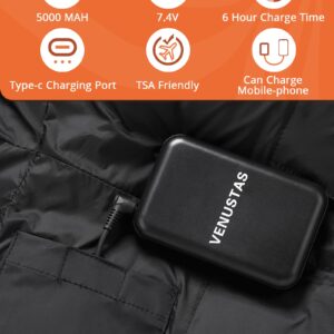 Venustas Women's 3-in-1 Heated Down Jacket, Electric Puffer Jacket with Battery, 90% Down Fill, Winter Snow Ski Heated Coat