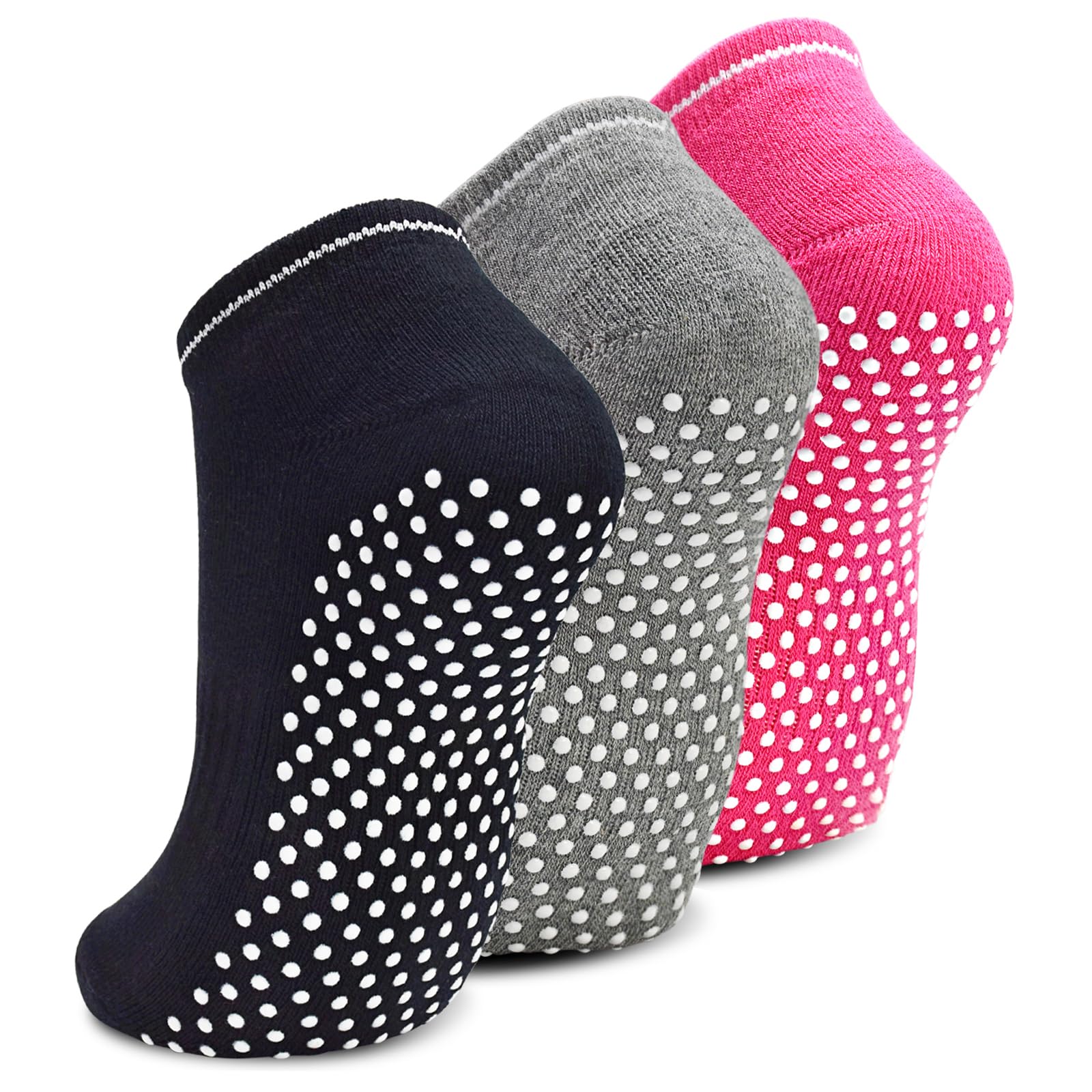 DWG Anti Slip Non Skid Slipper Yoga Socks with Grips Sticky Home Hospital Athletic Socks for Adult Women