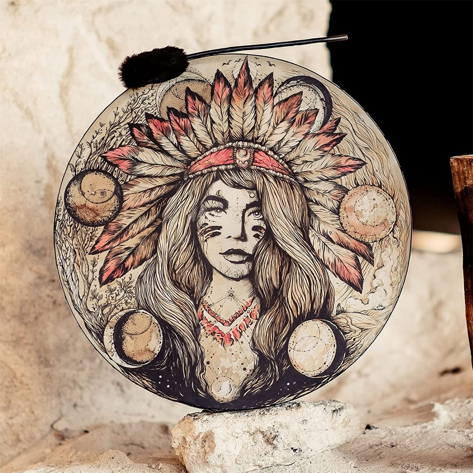 Goddess Shaman Drum "Tree of Life"Sound Healing Tool Tunable Frame Drum Tambourine Medicine Instrument Soul Gift for Music LoversHandmade Shaman Witch Drum Sound Healing