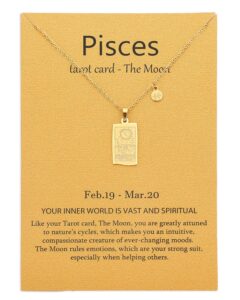 tgolm 14k gold plated pisces necklace moon tarot card constellation jewelry birthday gift for women