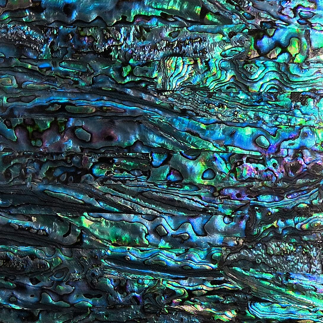 GOMMO Blue Paua Shell Veneer Sheet Enhanced for Inlay and Overlay Flat(9.4" x 5.5" x 0.007")(New Zealand Blue Abalone)