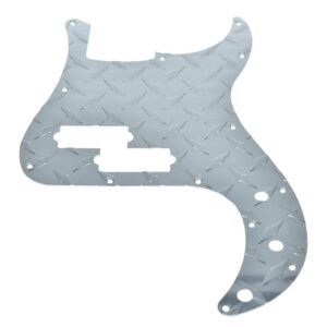 KAISH Premium 13-Hole Metal Diamond Plate Modern Style Standard Precision P Bass Pickguard Aluminium Anodized PB Pickguard for American FD P Bass Silver