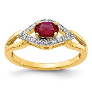 Diamond2Deal 14k Yellow Gold Lab Grown Diamond and Ruby Engagement Wedding Ring