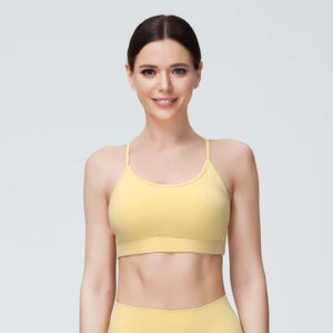 Sports Bras for Women - Criss-Cross Back High Impact Sports Bras for Womens Running Fitness Bra Yellow XL