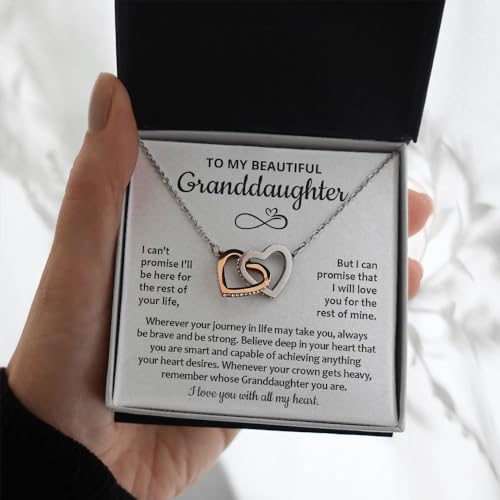 DsmStore Ltd To My Granddaughter Necklace, Gifts From Grandma Grandmother Or Grandpa Grandfather, Jewelry For Birthday Standard Box Polished Stainless Steel & Rose Gold Finish